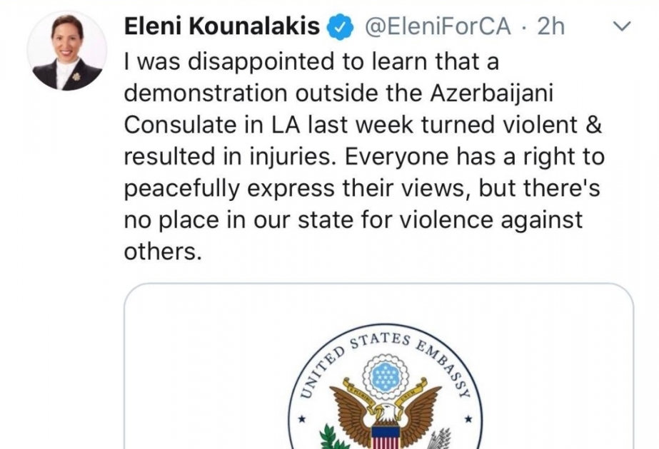 Vicegobernadora de California condena la violencia contra los azerbaiyanos en Los Ángeles