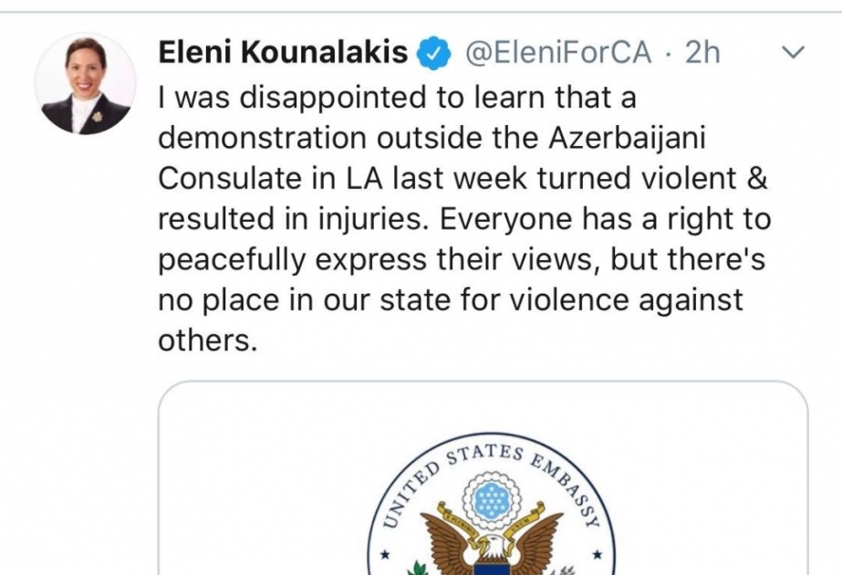 Lieutenant Governor of California condemns violence against Azerbaijanis in Los Angeles
