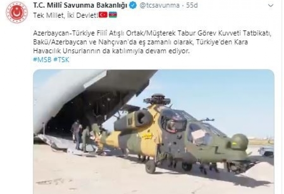 Türkiyənin Milli Müdafiə Nazirliyi Azərbaycanla birgə hərbi təlimlərə dair videomaterial yayıb