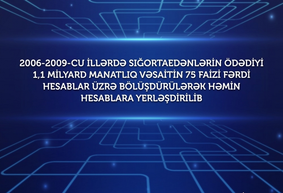 2006-2009-cu illərdə sığortaedənlərin ödədiyi 1,1 milyard manatlıq vəsaitin 75 faizi fərdi hesablar üzrə bölüşdürülərək həmin hesablara yerləşdirilib
