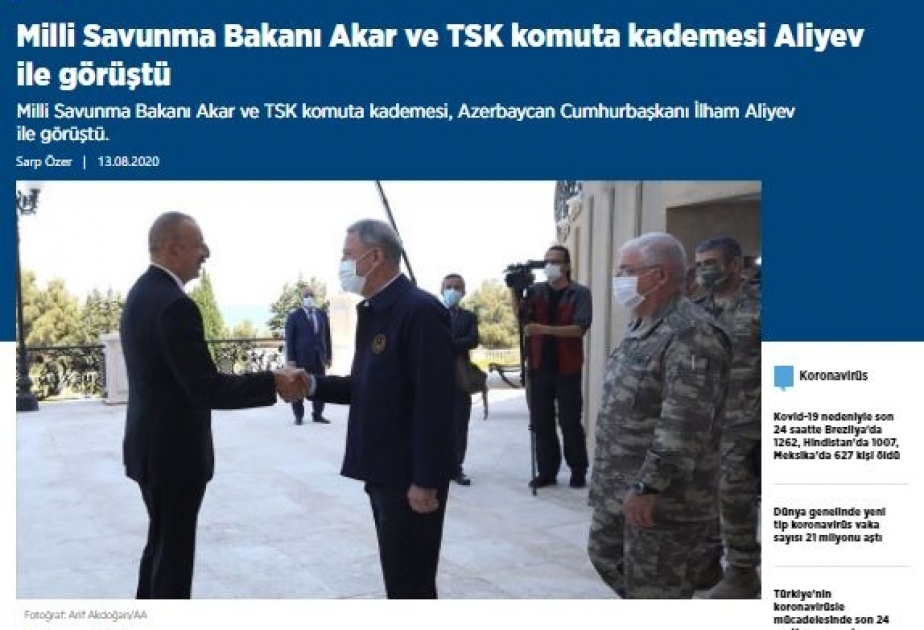 Türkiyə hərbi nümayəndə heyətin Azərbaycana səfəri qardaş ölkə KİV-lərində geniş işıqlandırılıb