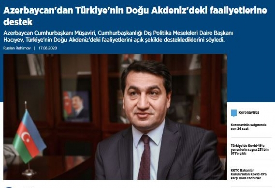Türkiyə mətbuatı Hikmət Hacıyevin açıqlamasına geniş yer verib