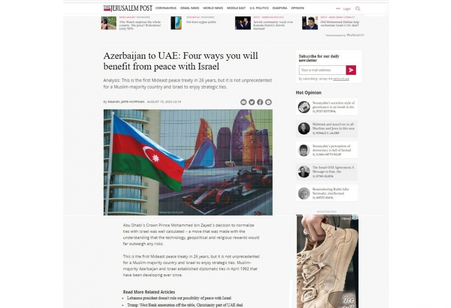 “The Jerusalem Post” aclama el modelo ejemplar de tolerancia y de sociedad abierta de Azerbaiyán
