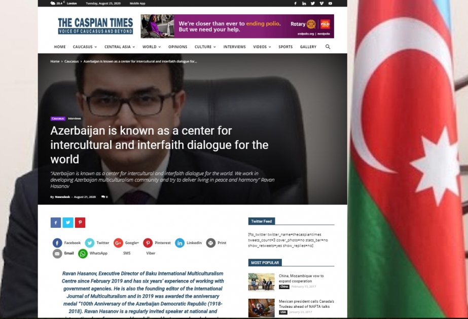 Çin portalı Azərbaycan multikulturalizmindən yazıb