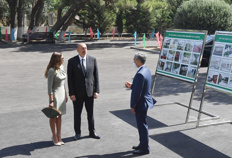 Presidente Ilham Aliyev y la Primera Dama Mehriban Aliyeva participan en la inauguración de una Casa de la Cultura
