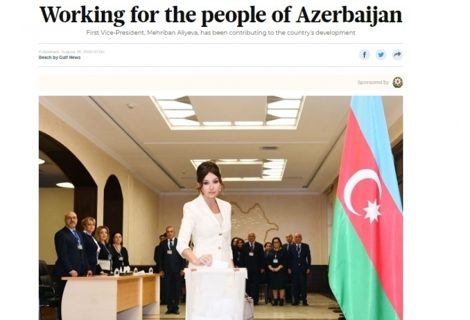 UAE media hail Azerbaijani First Vice-President Mehriban Aliyeva’s multifaceted activities contributing to her country's development