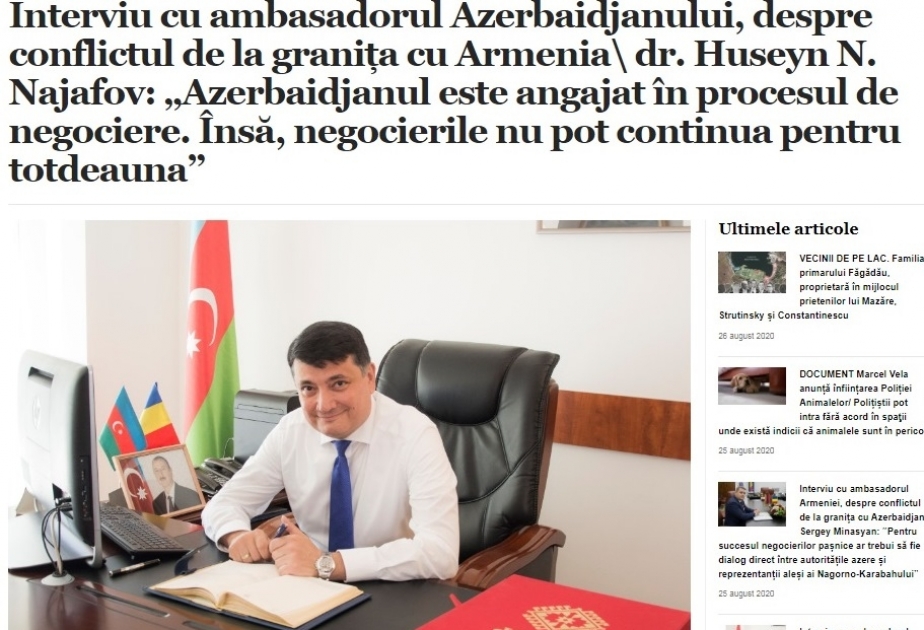 Rumıniya nəşrində Ermənistanın Azərbaycana qarşı hərbi təxribatı barədə məqalə dərc olunub