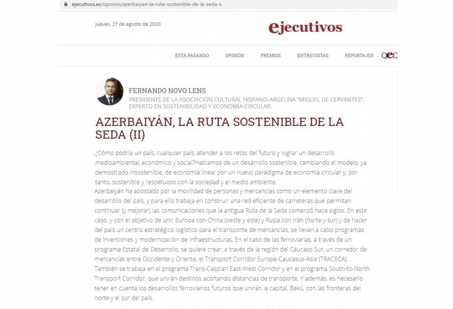 Se ha publicado en la prensa española un extenso artículo sobre la exitosa política económica de Azerbaiyán
