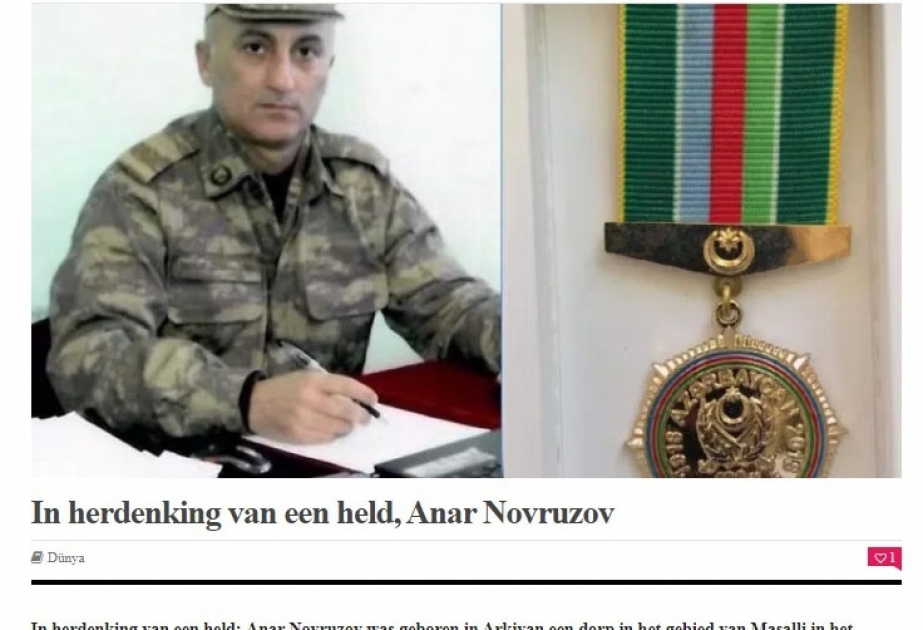 Niderland portalında şəhid Anar Novruzov haqqında məqalə dərc edilib