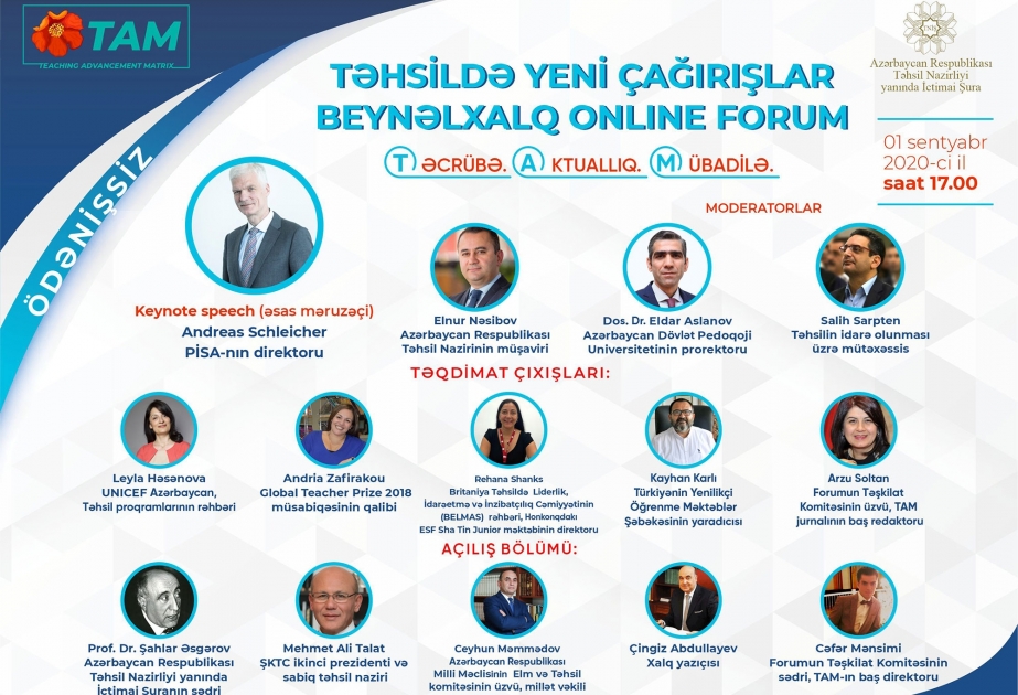 Bu gün “Təhsildə yeni çağırışlar” adlı beynəlxalq forum keçiriləcək