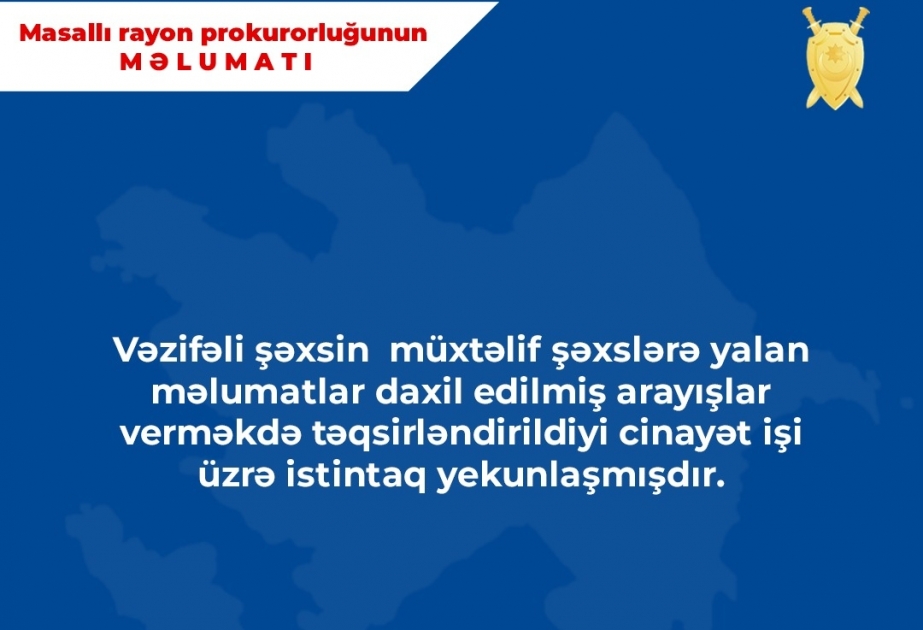 Karantin qaydalarını pozaraq müxtəlif şəxslərə arayışlar verməkdə şübhəli bilinən şəxslə bağlı istintaq tamamlanıb