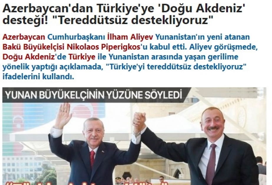 Prezident İlham Əliyevin Türkiyəyə dəstəyi qardaş ölkənin KİV-lərinin manşet xəbərinə çevrilib