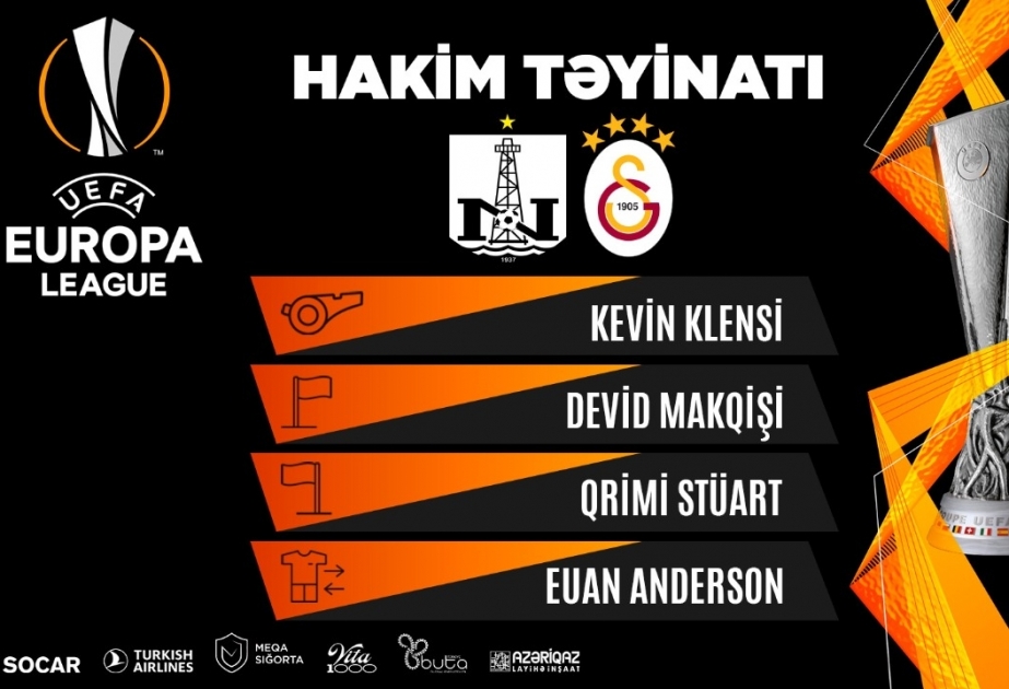 “Neftçi”–“Qalatasaray” oyununu şotlandiyalı hakimlər briqadası idarə edəcək