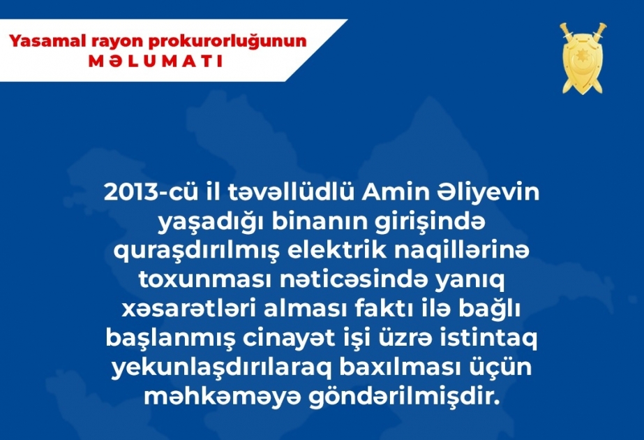 Bakıda azyaşlını elektrik cərəyanının vurması ilə bağlı cinayət işinin istintaqı başa çatdırılıb