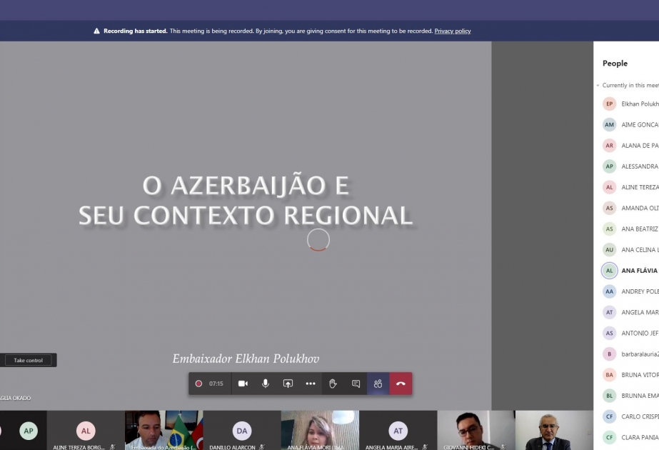 Azərbaycanın Braziliyadakı səfiri Qoyas Katolik Universitetində ölkəmizin regionda roluna dair mühazirə oxuyub