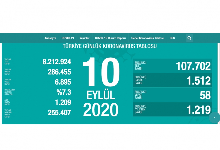 Türkiyədə koronavirusa yoluxanların sayı 290 minə yaxınlaşır