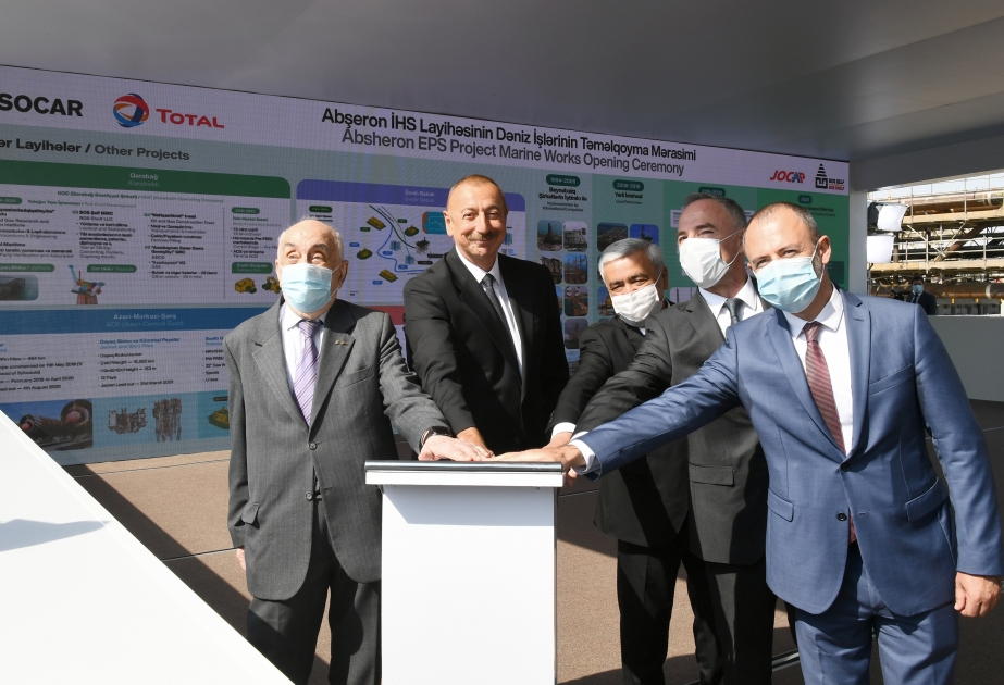 Prezident İlham Əliyev “Abşeron” yatağının dəniz əməliyyatlarının təməlqoyma mərasimində iştirak edib YENİLƏNİB-2  VİDEO