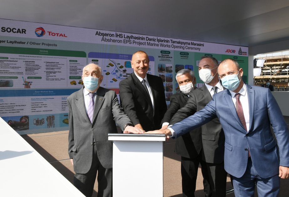 President Ilham Aliyev attended groundbreaking ceremony of Absheron field offshore operations VIDEO
