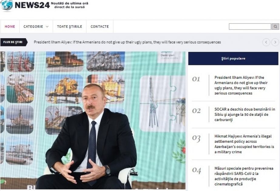 “News24hours”: Prezident İlham Əliyev Ermənistana xəbərdarlıq edib