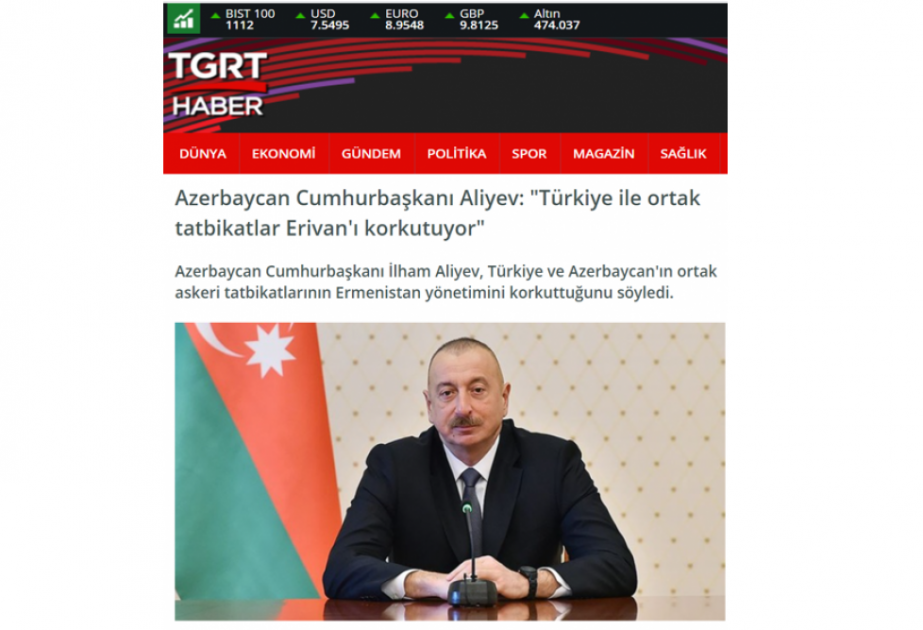 Xarici KİV-lər Prezident İlham Əliyevin yerli televiziya kanallarına müsahibəsini geniş işıqlandırıb