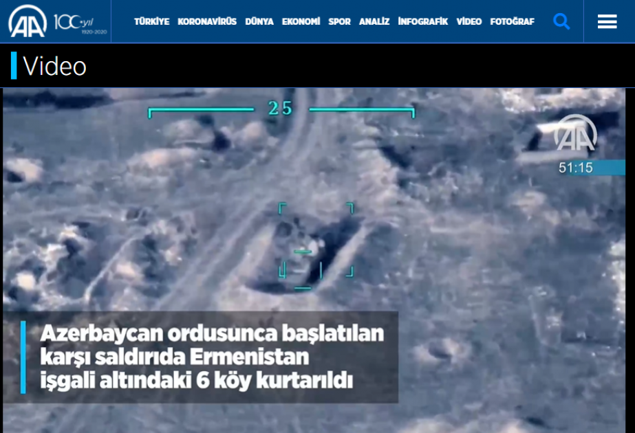 Anadolu agentliyi Ermənistanın hərbi təxribatları ilə bağlı infoqrafika və videoçarx yayımlayıb