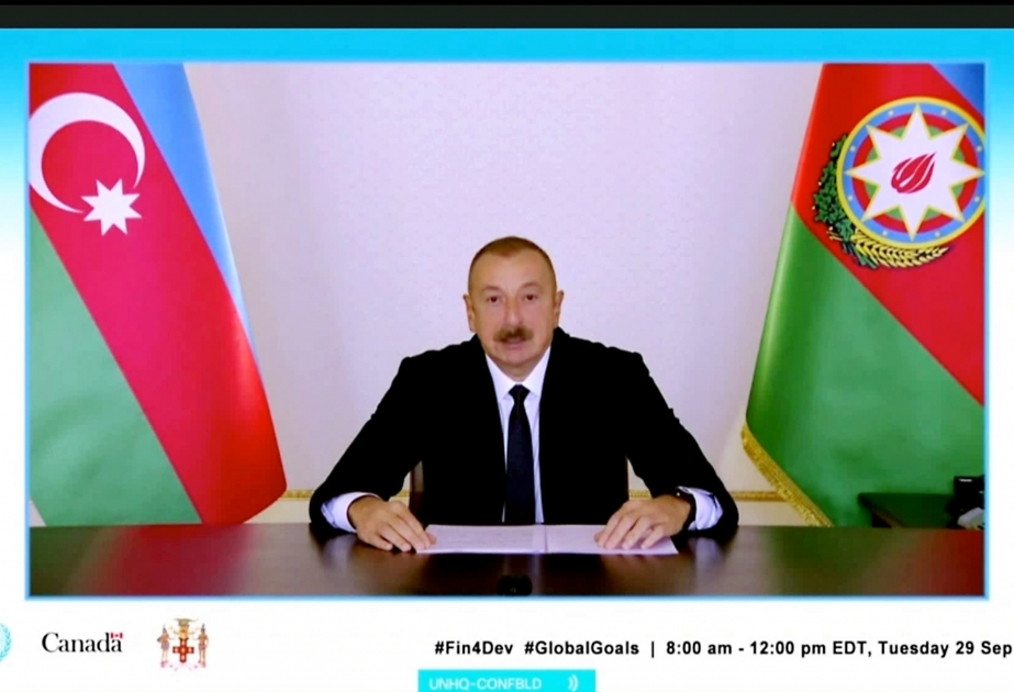 Le président Ilham Aliyev prononce un discours à la réunion virtuelle des chefs d'État et de gouvernement sur « Le financement de l'Agenda 2030 pour le développement durable à l’ère du COVID-19 et au-delà » VIDEO