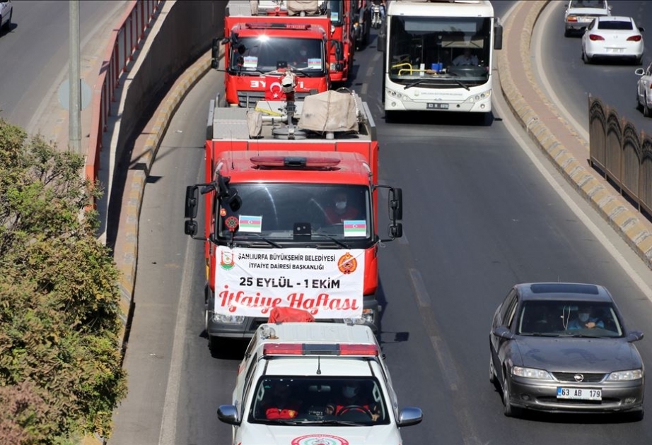 Şanlıurfa bələdiyyəsinin xilasetmə dəstələri Azərbaycana dəstək aksiyası keçiriblər VİDEO