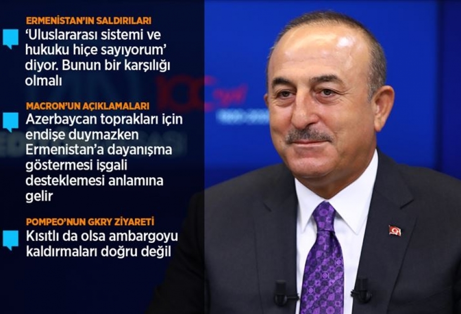 Mövlud Çavuşoğlu: Ermənistan hərbi hücumları ilə beynəlxalq hüquqa məhəl qoymur