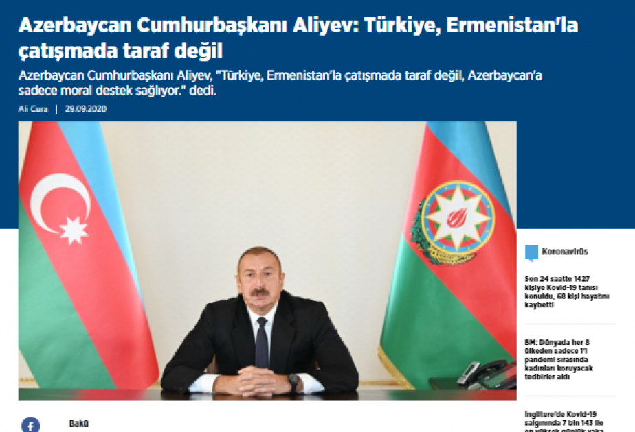 Türkiyə mətbuatı Ermənistanın Azərbaycana qarşı hərbi təxribatlarına dair materiallara geniş yer ayırıb