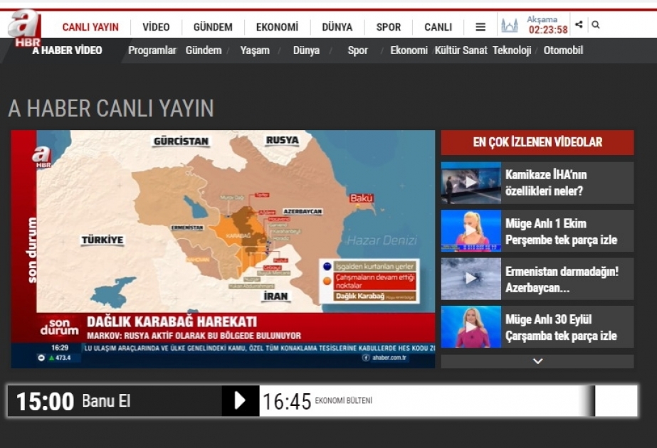 Azərbaycan-Ermənistan təmas xəttində baş verənlər Türkiyə mediasının baş xəbəri olaraq qalmaqdadır