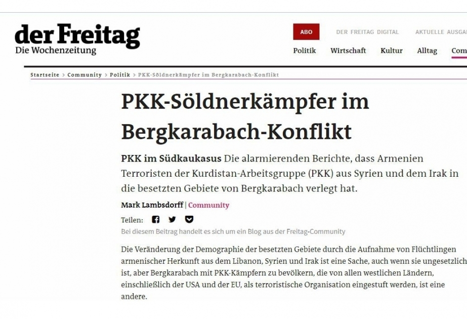 Politólogo alemán: Armenia transfirió militantes del PKK a Alto-Karabaj