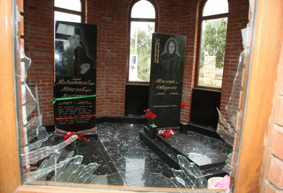 Erməni faşistləri Ağcabədidə kənd qəbiristanlığını artilleriya atəşinə tutub FOTO