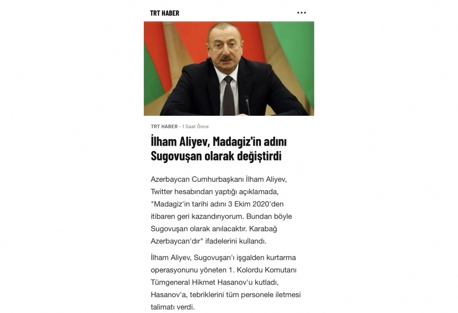 Qardaş Türkiyə Azərbaycanın zəfər sevincini bölüşür