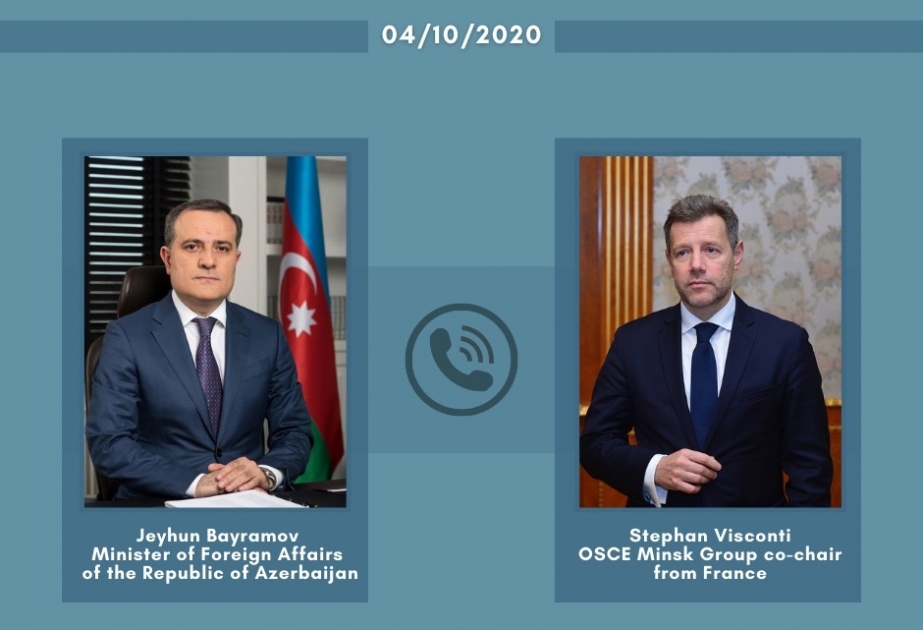 Azərbaycanın Xarici İşlər nazirinin ATƏT-in Minsk Qrupunun fransalı həmsədri arasında telefon danışığı olub