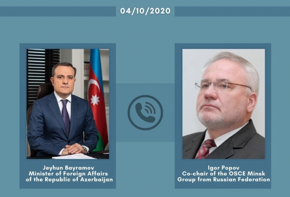 Azerbaijani FM, OSCE Minsk Group co-chair of Russia hold phone conversation