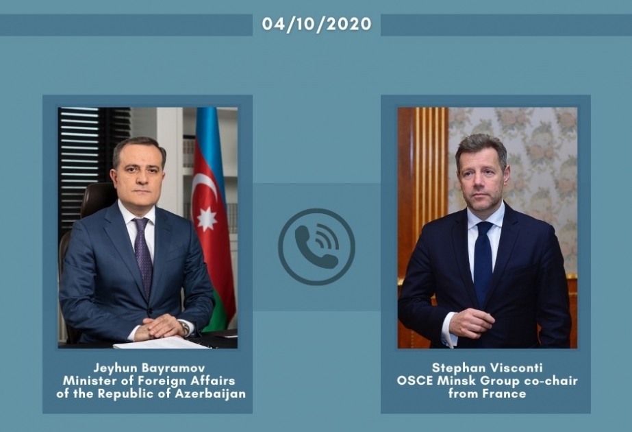 Canciller azerbaiyano y copresidente francés del Grupo de Minsk de la OSCE mantuvieron conversación telefónica