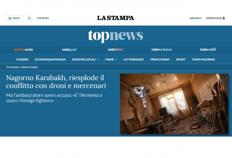 İtaliyanın “La Stampa” qəzeti: “Əcnəbi döyüşçülərdən istifadə edən Ermənistandır”