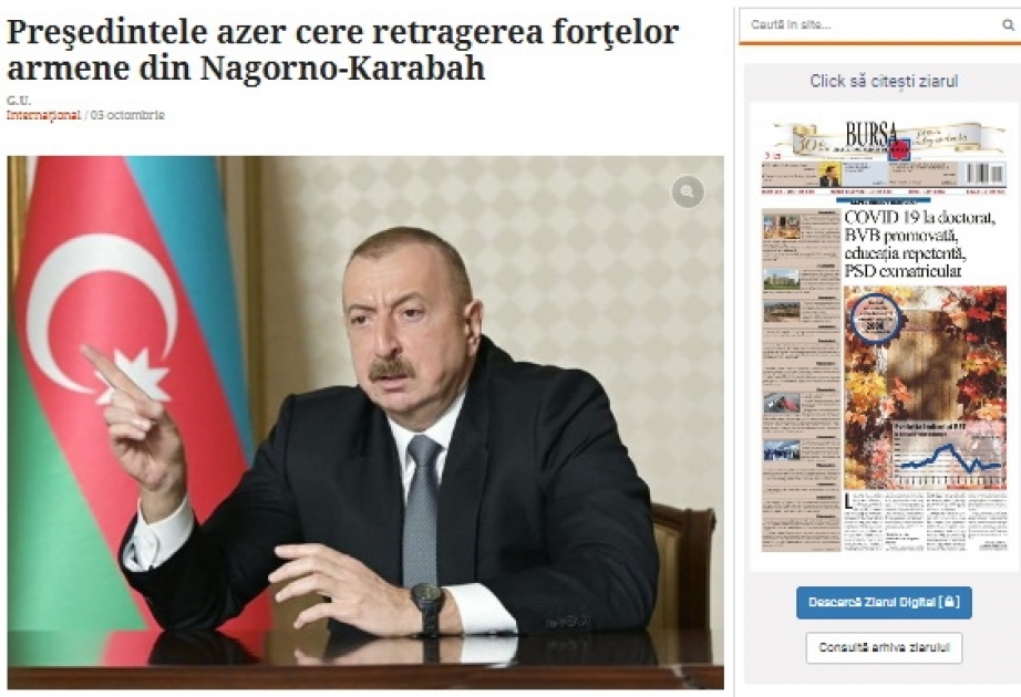 Rumıniya KİV-ləri cəbhədə baş verən hadisələri diqqət mərkəzində saxlayır