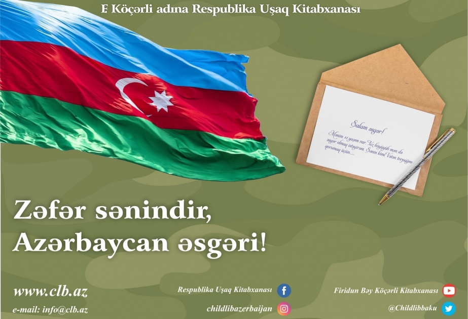 Respublika Uşaq Kitabxanası “Zəfər sənindir, Azərbaycan əsgəri” adlı aksiya keçirir