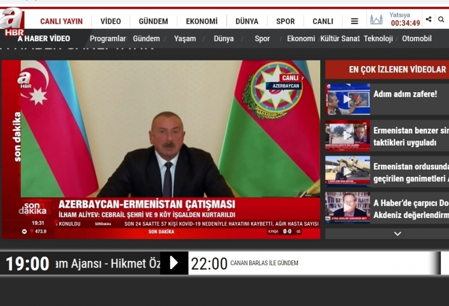 Azerbaijani President`s address to the nation captures Turkish media spotlight