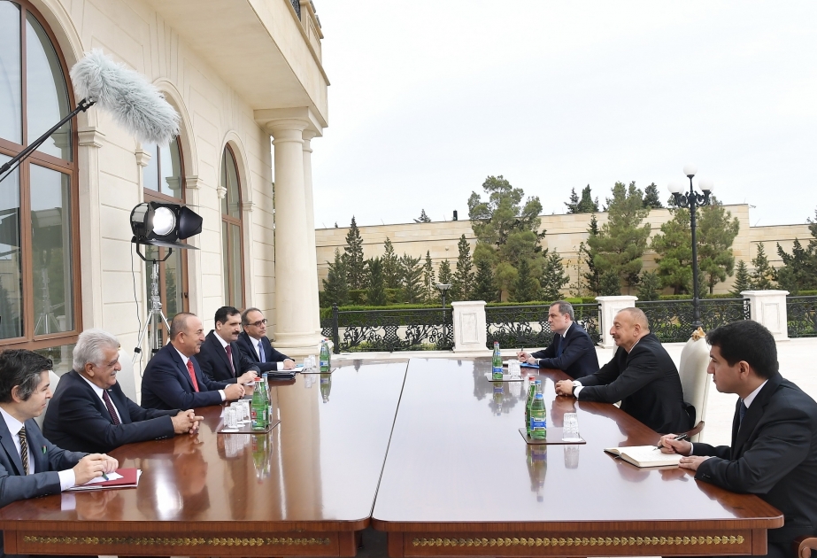 Le président Ilham Aliyev reçoit une délégation menée par le ministre turc des Affaires étrangères VIDEO
