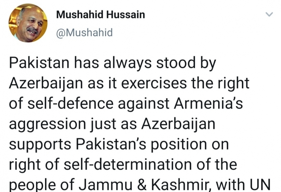 Pakistan Senatında Xarici Əlaqələr Komitəsinin sədri tərəfindən erməni təcavüzünə qarşı Azərbaycana növbəti dəstək verilib