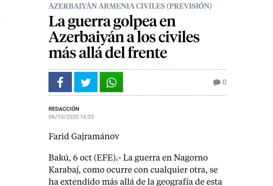 “Lavanguardia”: Bərdə ermənilərin atəşi altındadır