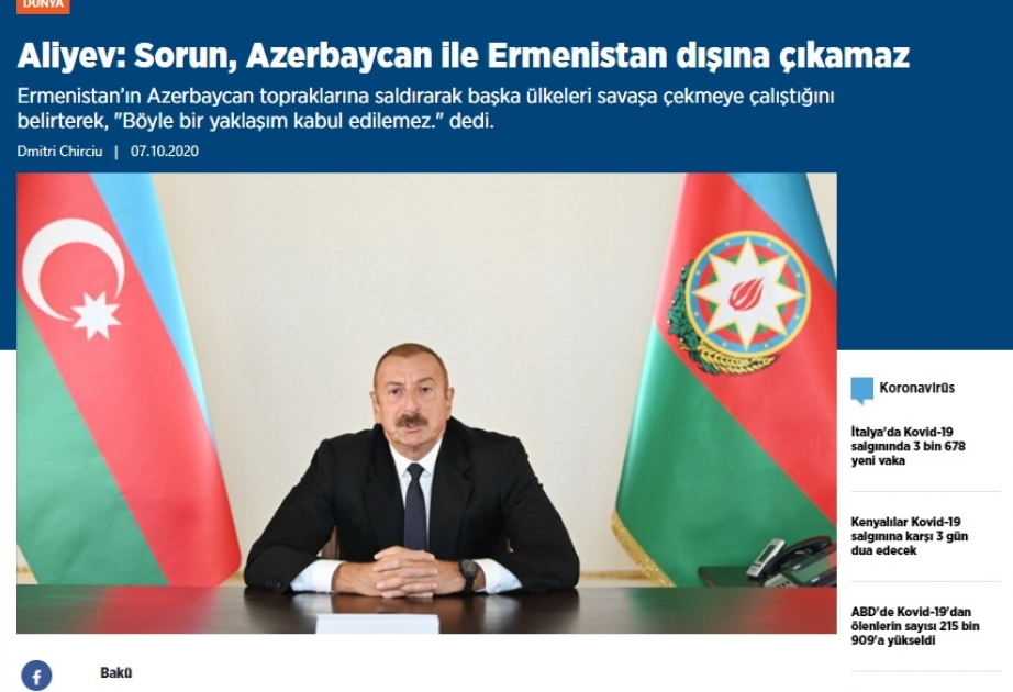 Türkiyə mediası Prezident İlham Əliyevin gündəlik iş fəaliyyətinə geniş yer ayırmaqdadır