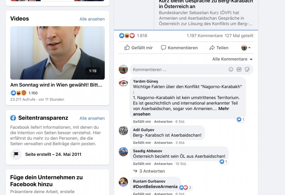 Avstriya Kanslerinin sosial media hesablarındakı paylaşımları suallar doğurur
