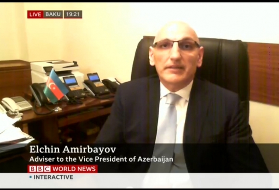 El asistente de la primera vicepresidenta de Azerbaiyán en la transmisión en vivo del canal de televisión BBC World TV respondió a las preguntas relacionadas con el conflicto de Nagorno-Karabaj