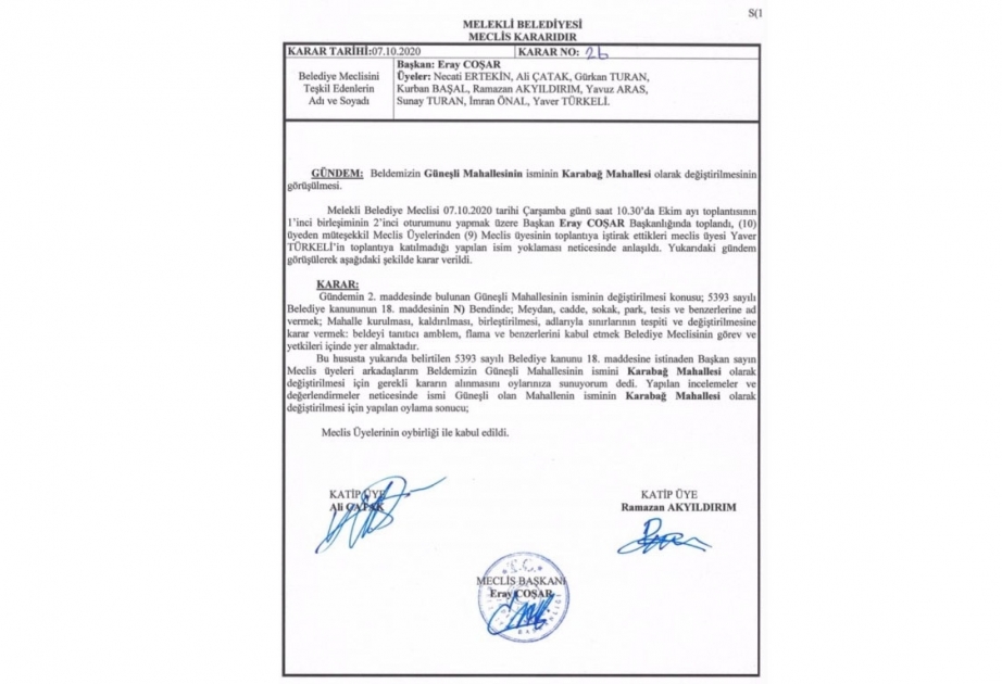 İğdırın bir məhəlləsinə Qarabağ adı verilib