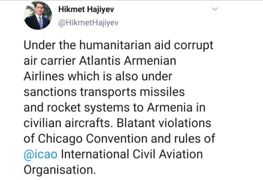 "Atlantis Armenian Airlines” aviaşirkəti mülki təyyarələrlə Ermənistana raket və raket sistemləri daşıyır