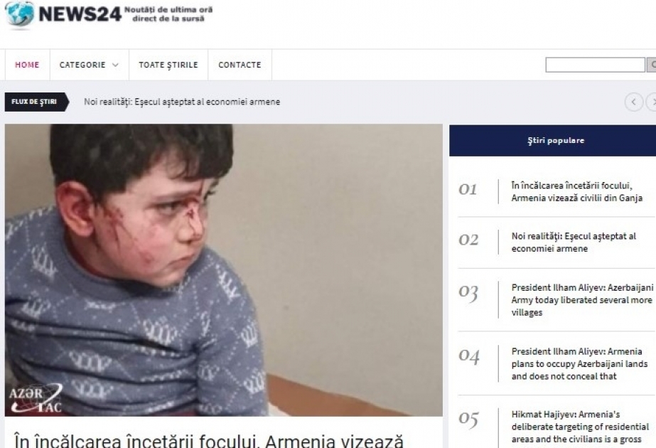 Rumıniya mətbuatı Ermənistanın Gəncəni raket atəşinə tutmasından yazıb
