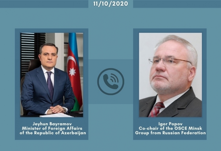 Canciller azerbiayano mantiene conversación telefónica con el copresidente ruso del Grupo de Minsk de la OSCE